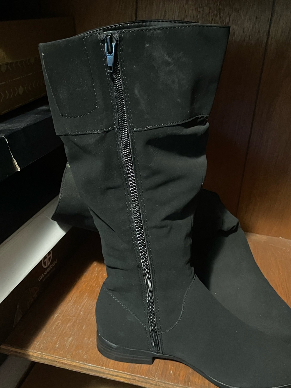 Style & Co. Black Mid-Calf Zipper Heeled Boots